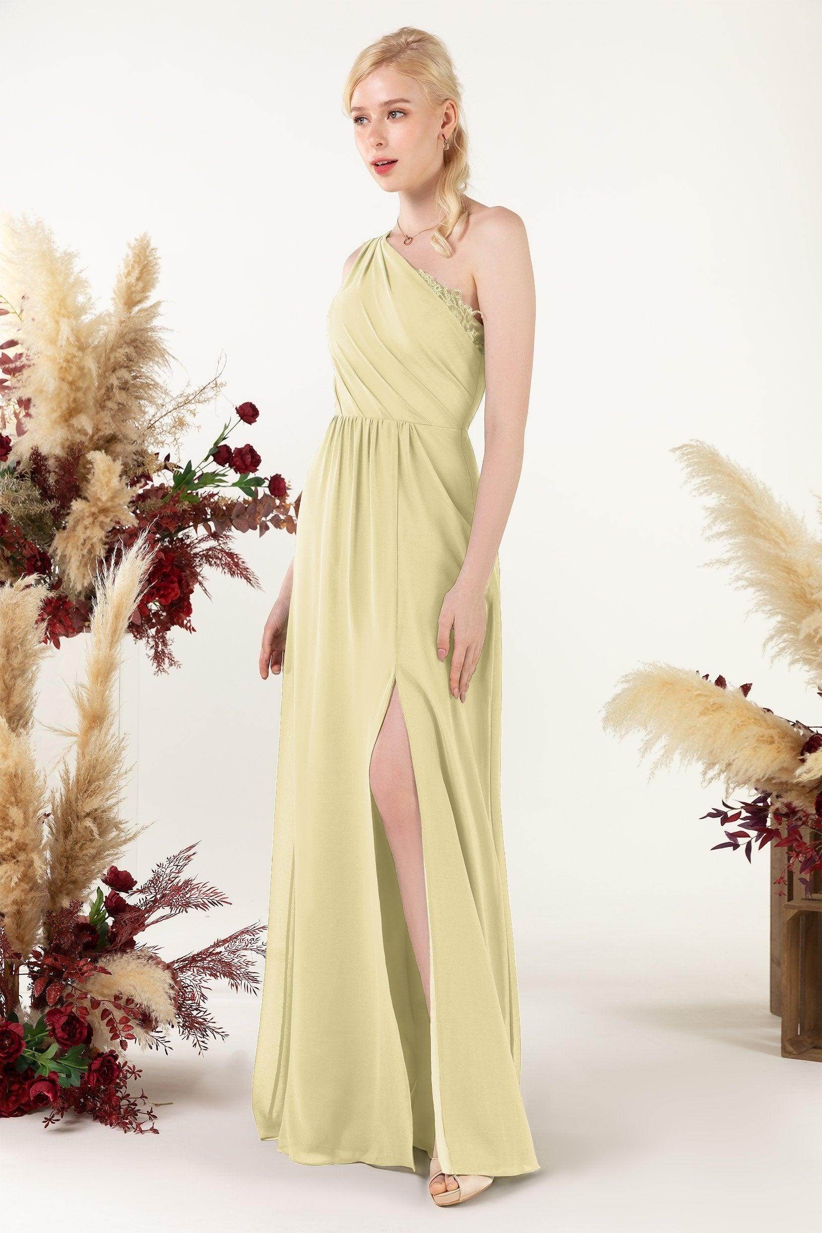 A-Line Floor Length Chiffon Bridesmaid Dress CB0477 - COCOMELODY
